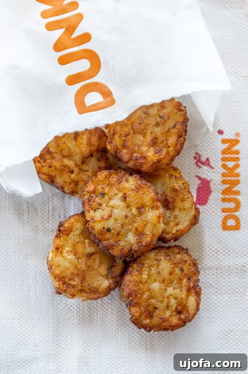 Dunkin' Donuts hashbrowns, a potential gluten-free breakfast side.