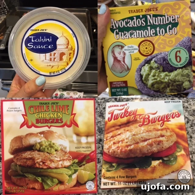 Trader Joe's Whole30 Compliant Burgers, Salmon, Carrot Spirals, Hazelnuts, Acai Packs, and Cauliflower Rice