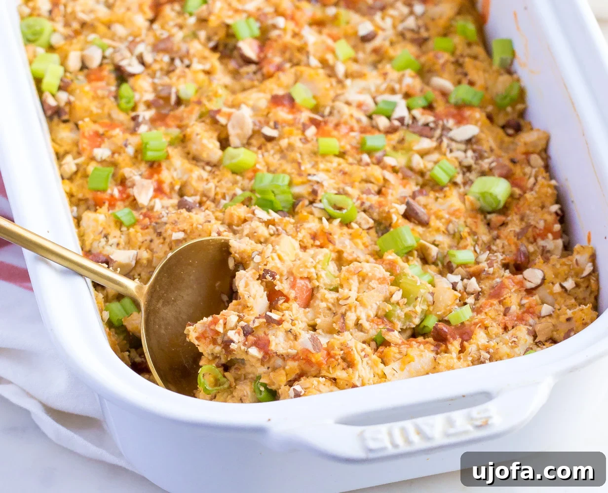 Spicy Buffalo Chicken Casserole with Cauliflower Rice