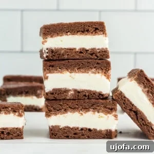 Small image of stacked gluten-free ice cream sandwiches with creamy vanilla filling.