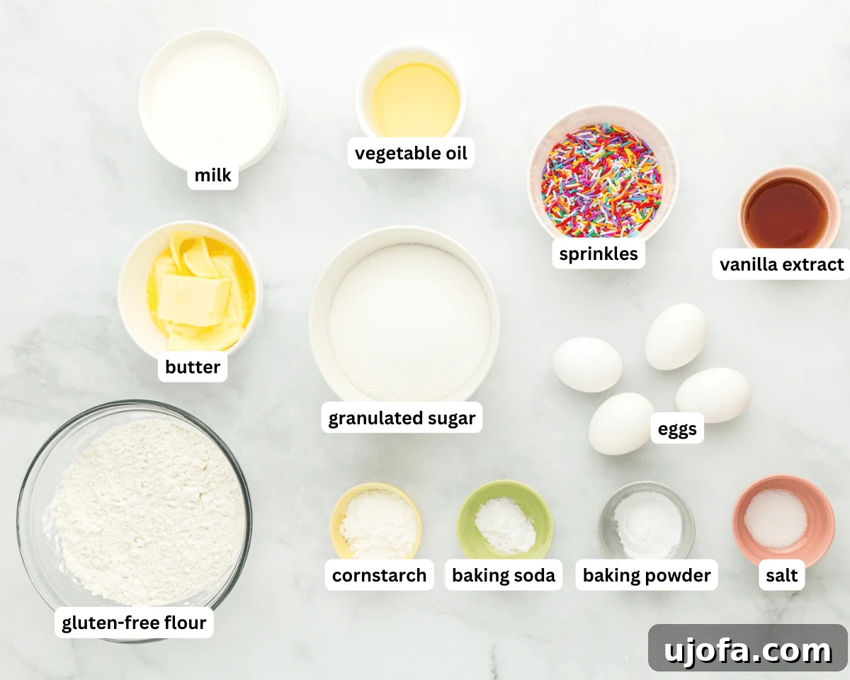Gluten-free funfetti cake ingredients