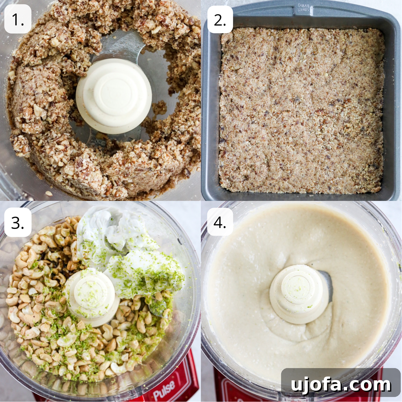 steps for making dairy free key lime cheesecake bars