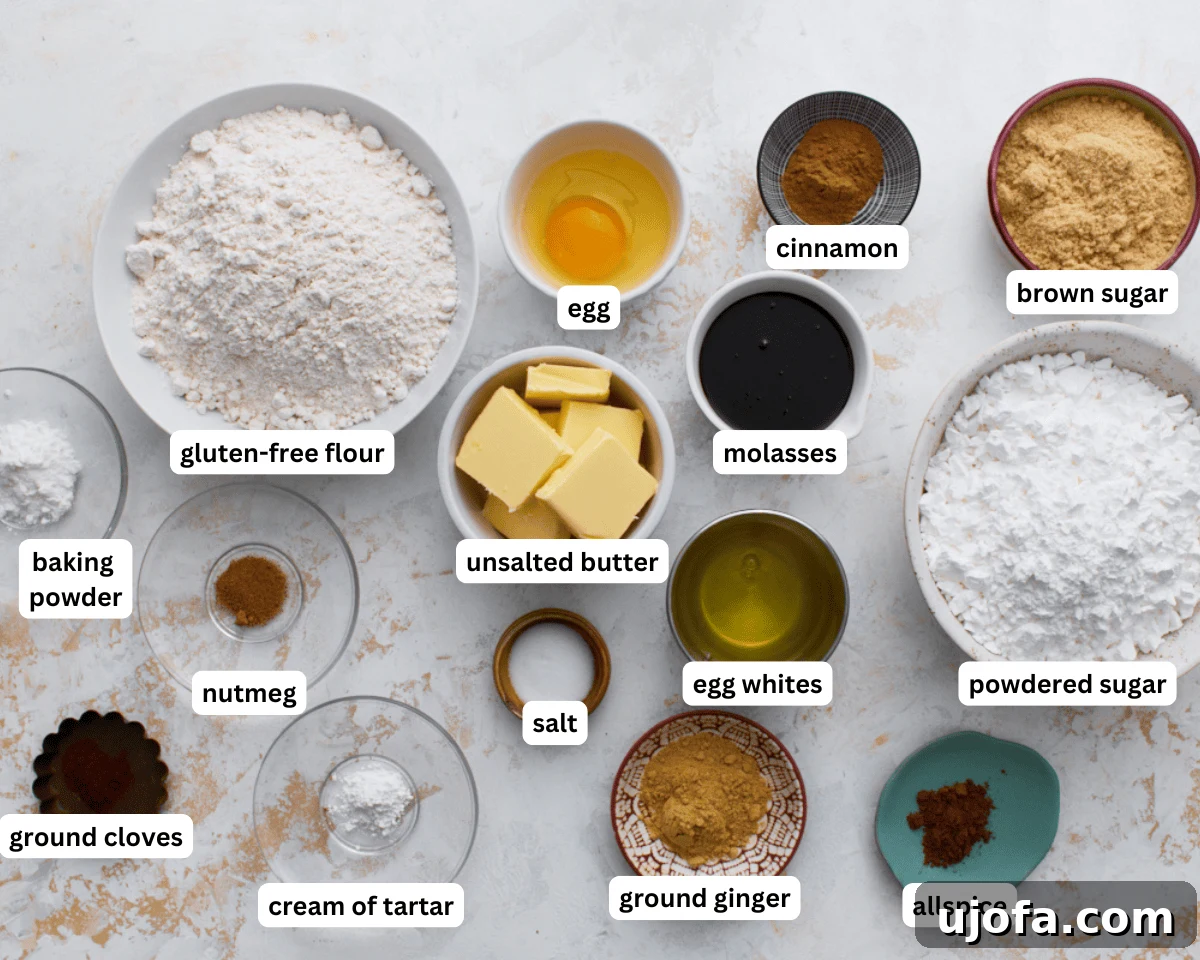 ingredients to make gluten-free gingerbread house