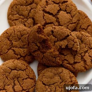 A plate of gluten-free gingersnaps with crisp, crackled tops.