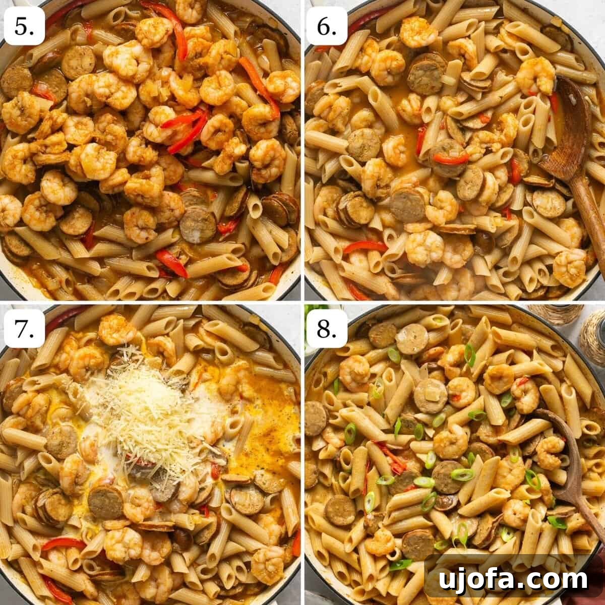 steps 5-8 for how to make cajun pasta