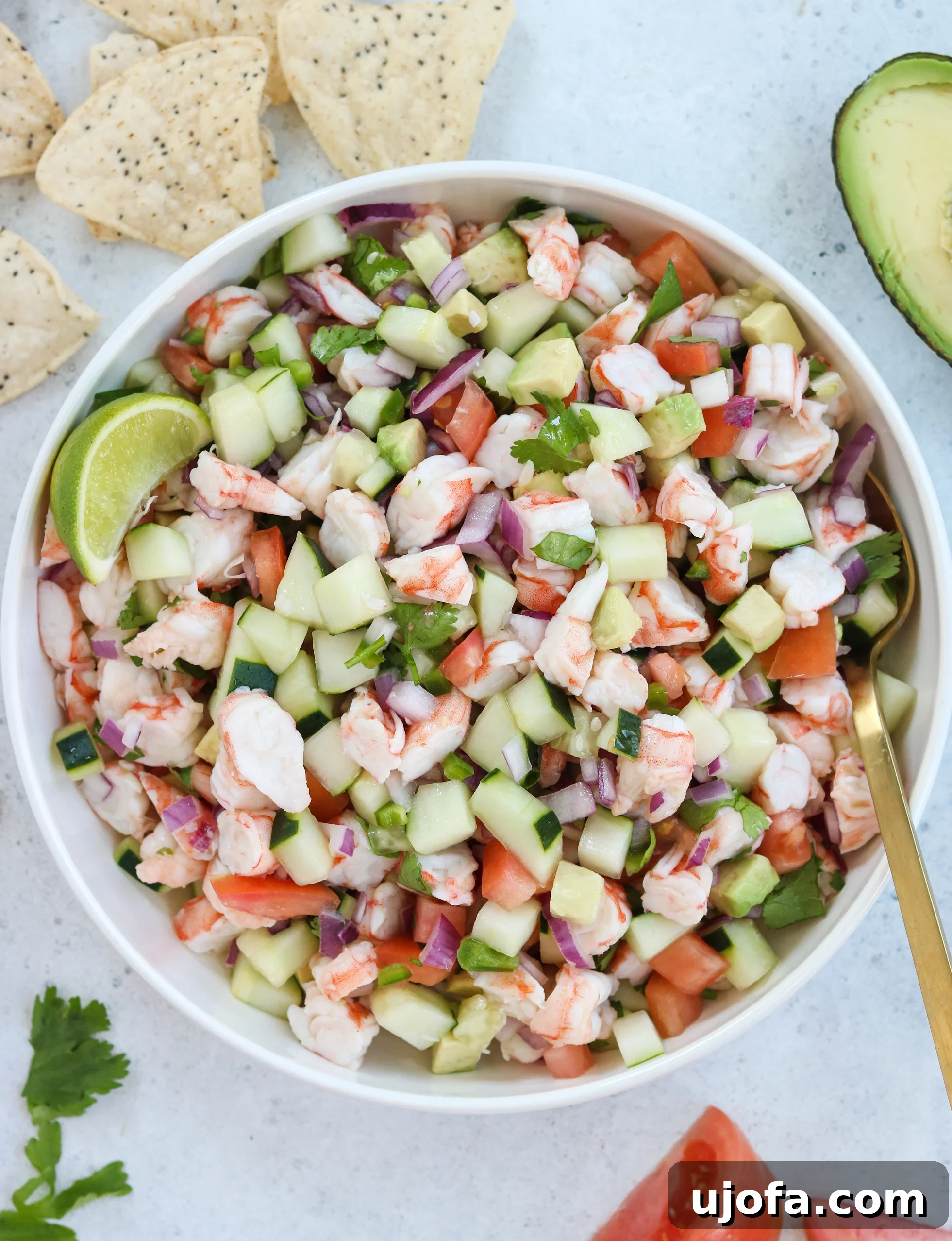 Shrimp Ceviche, a vibrant and healthy appetizer perfect for summer gatherings, showcasing fresh ingredients.