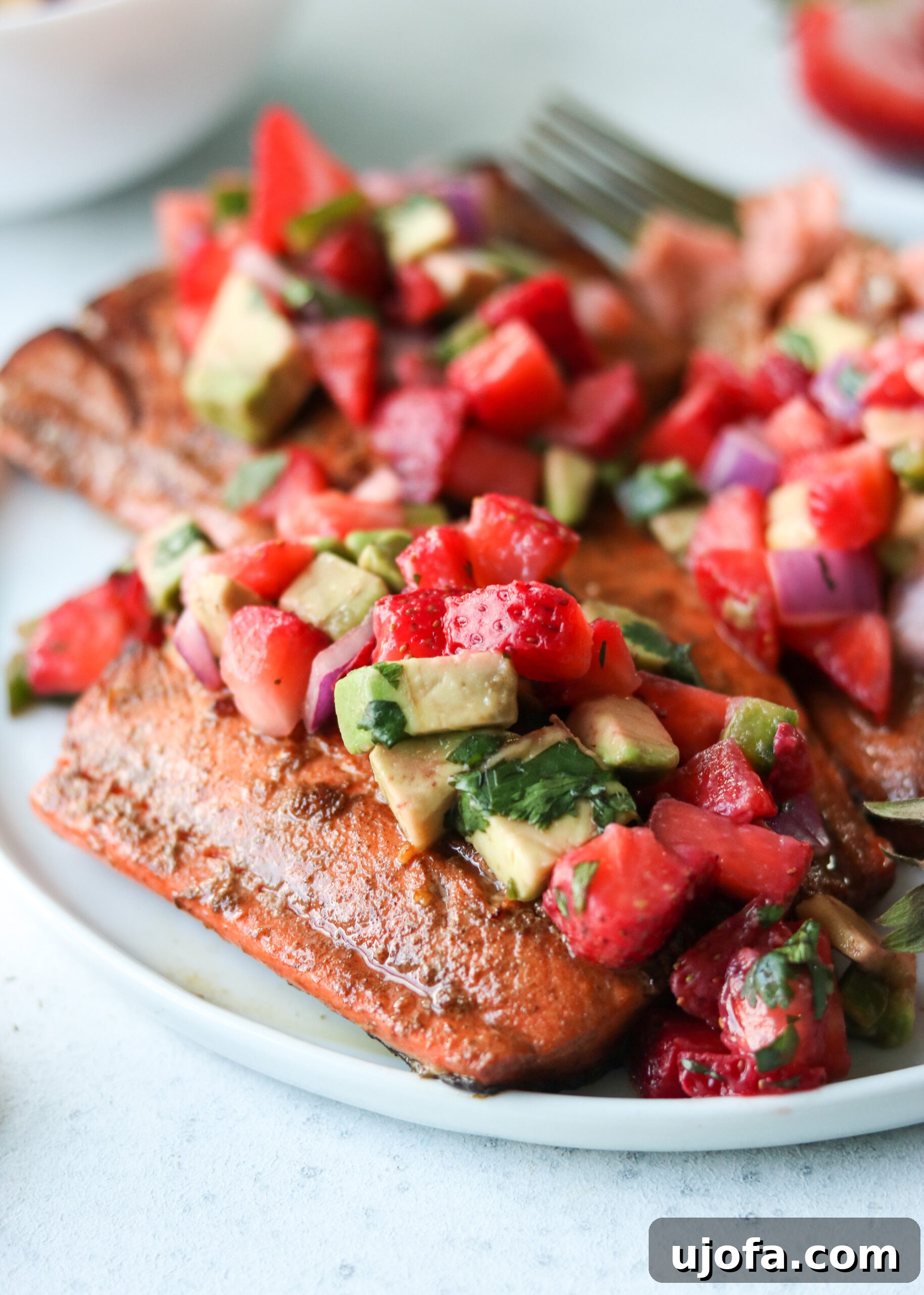 Balsamic Glazed Salmon with Summer Strawberry Avocado Salsa 5 Close-up of Strawberry Avocado Salsa
