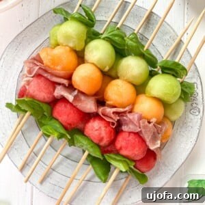 Whole30 Sweet and Savory Melon Prosciutto Skewers 7 Melon Basil Prosciutto Skewers Recipe Image