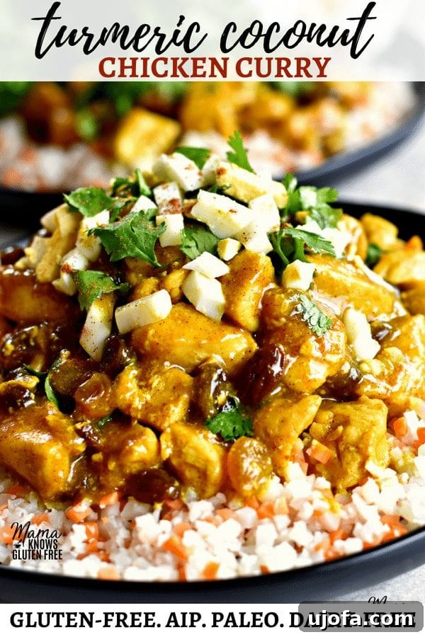Creamy Golden Turmeric Coconut Chicken Curry Paleo AIP 5 TURMERIC COCONUT CHICKEN CURRY PINTEREST PIN