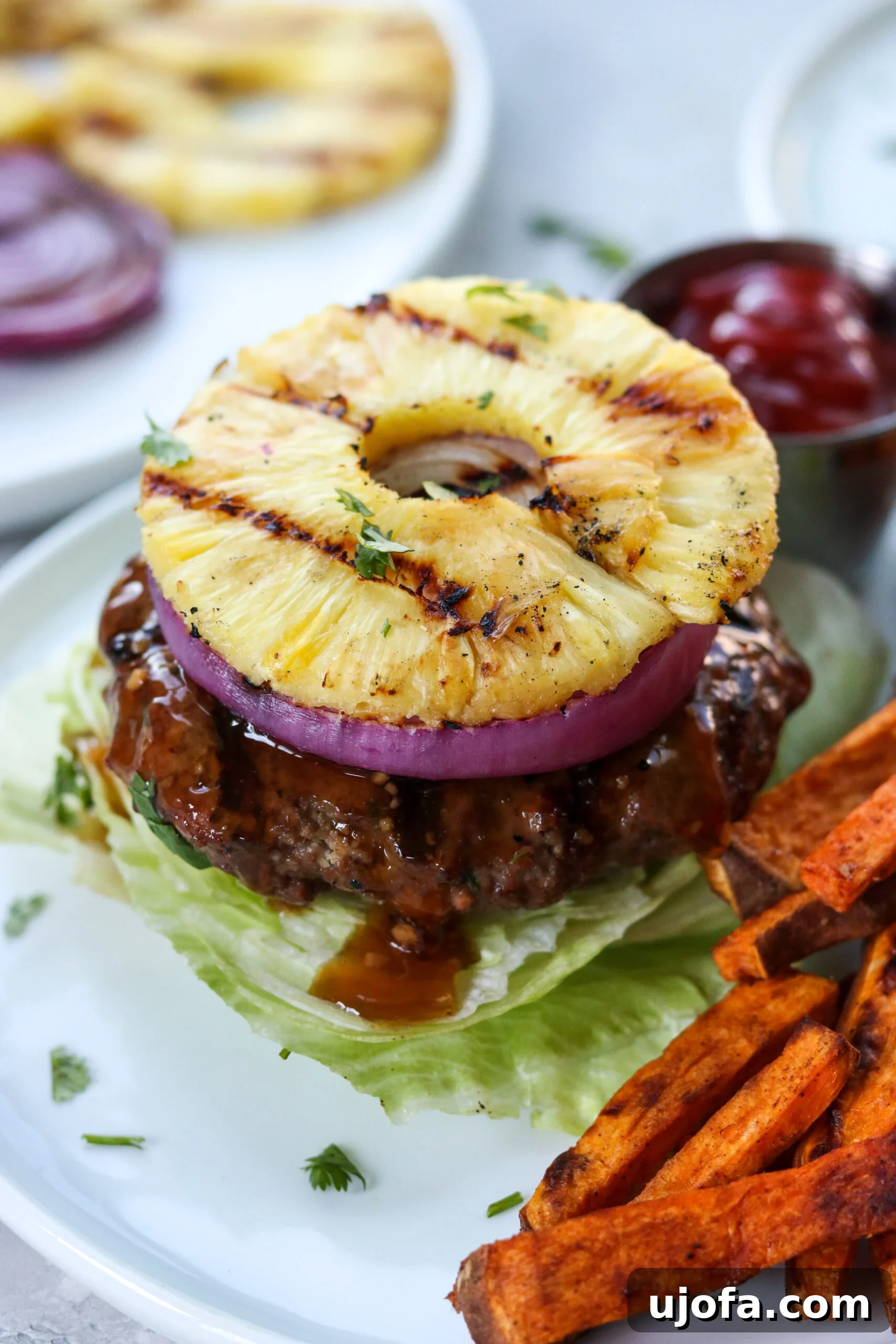 Whole30 Teriyaki Burger with Grilled Pineapple