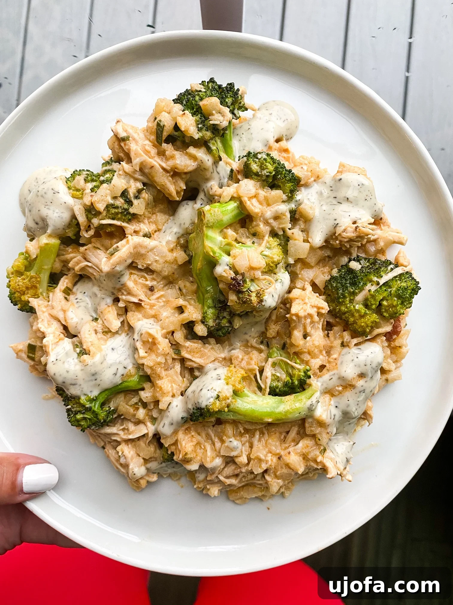 Buffalo Chicken Broccoli Rice Casserole