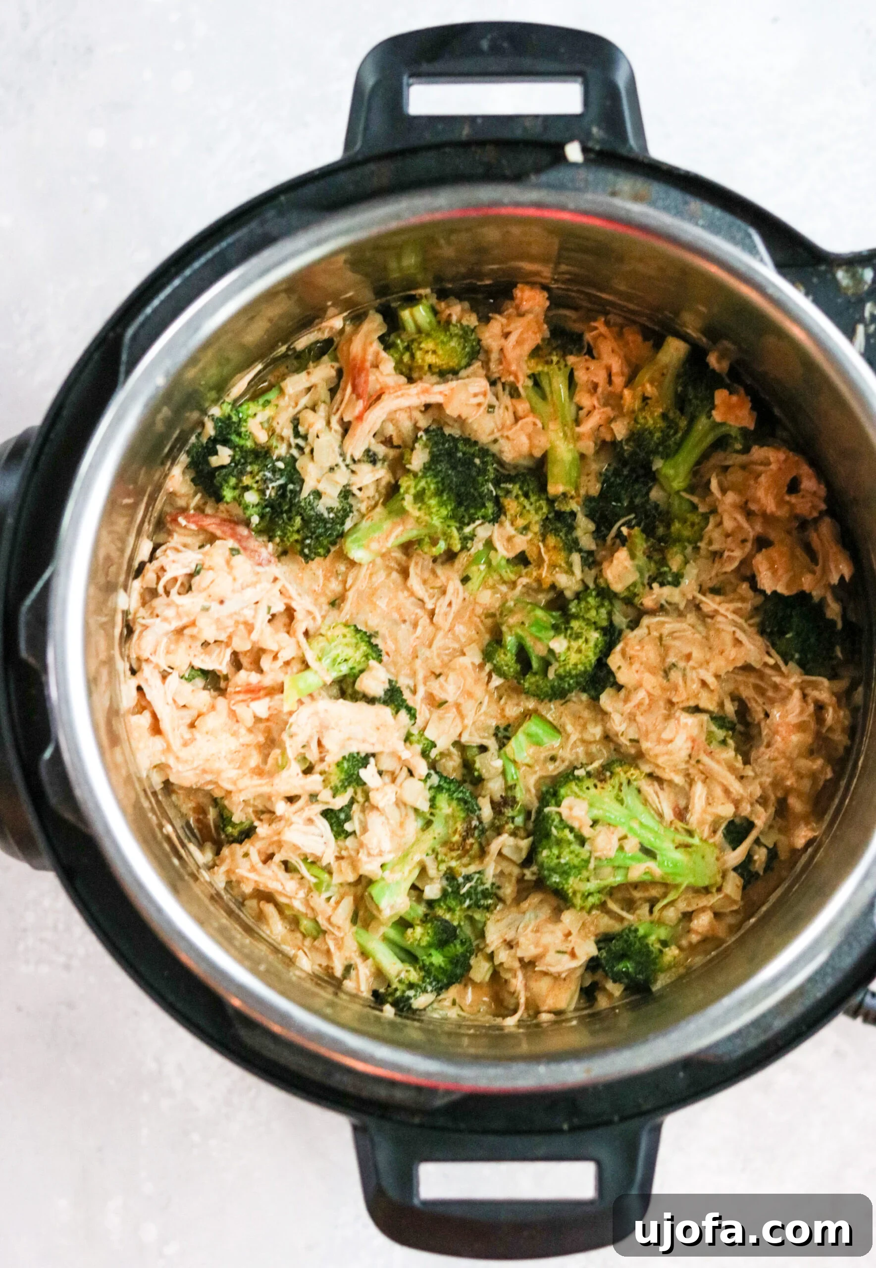 Creamy Buffalo Chicken Casserole with Broccoli and Cauliflower Rice