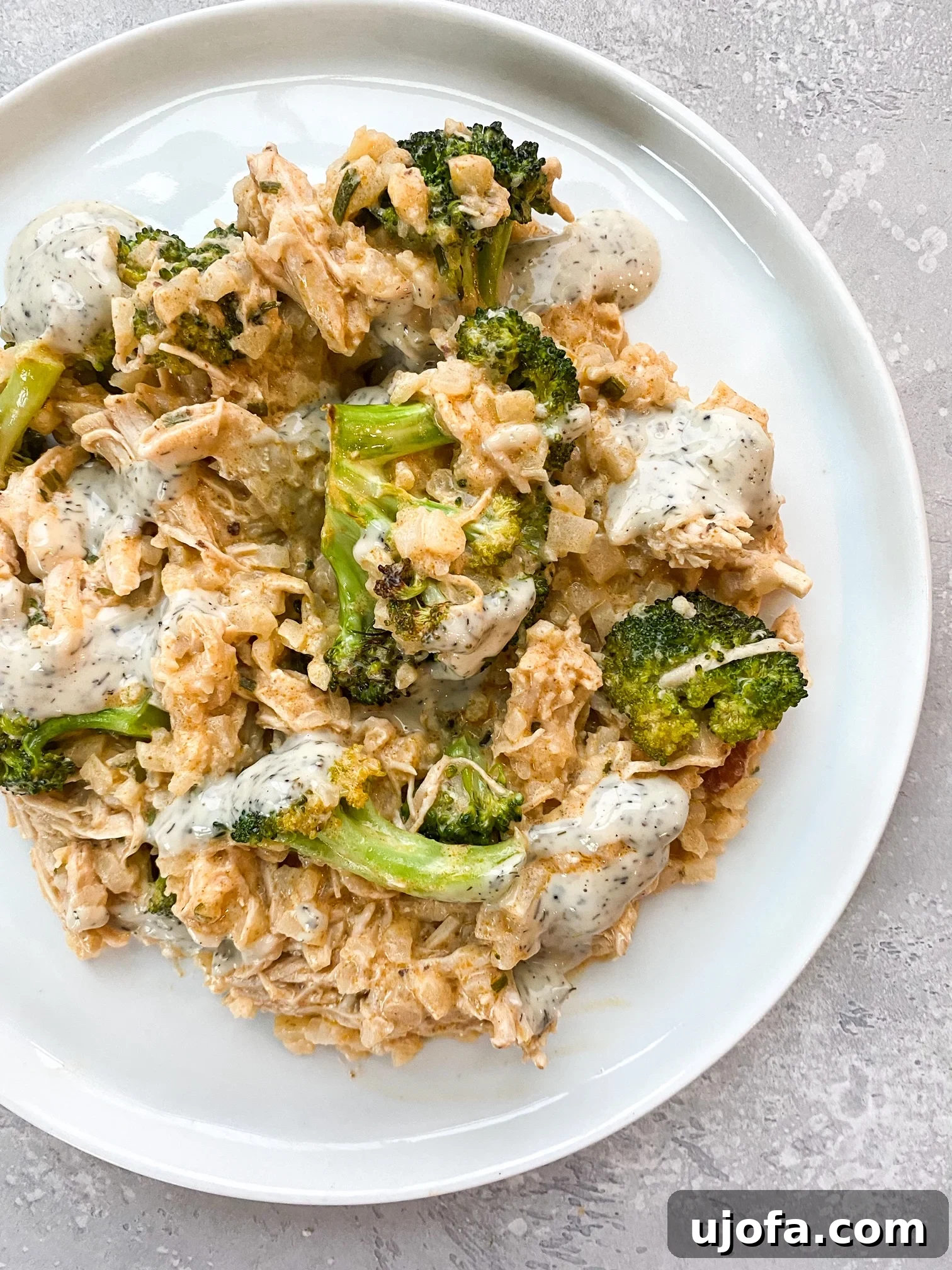 Close up shot of Instant Pot Buffalo Chicken Casserole