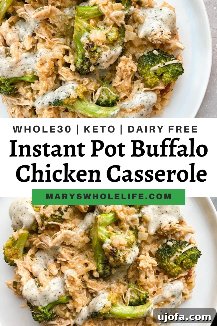 Instant Pot Buffalo Chicken Casserole served in a bowl