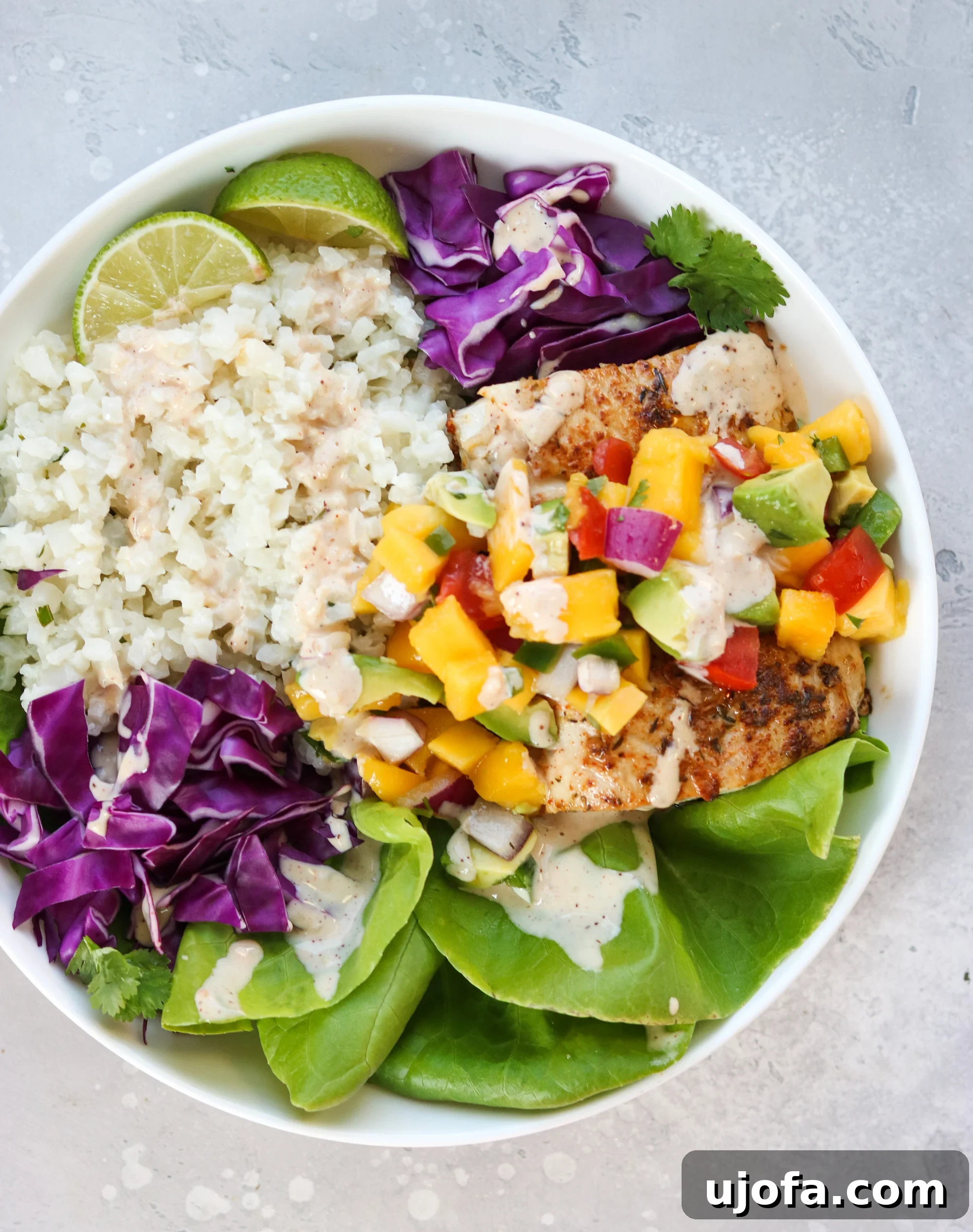 Whole30 Coastal Fish Taco Bowls with Zesty Mango Salsa 2 Delicious Whole30 Fish Taco Bowl with Mahi Mahi, Mango Salsa, and Chipotle Lime Aioli