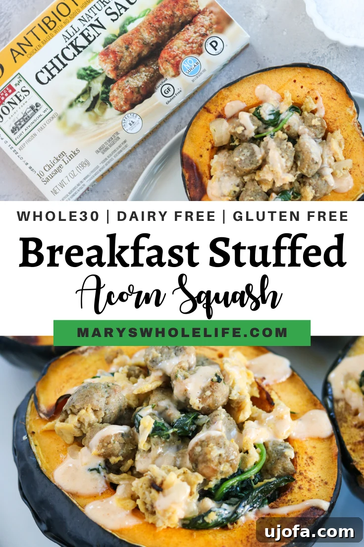 Stacked breakfast stuffed acorn squash halves