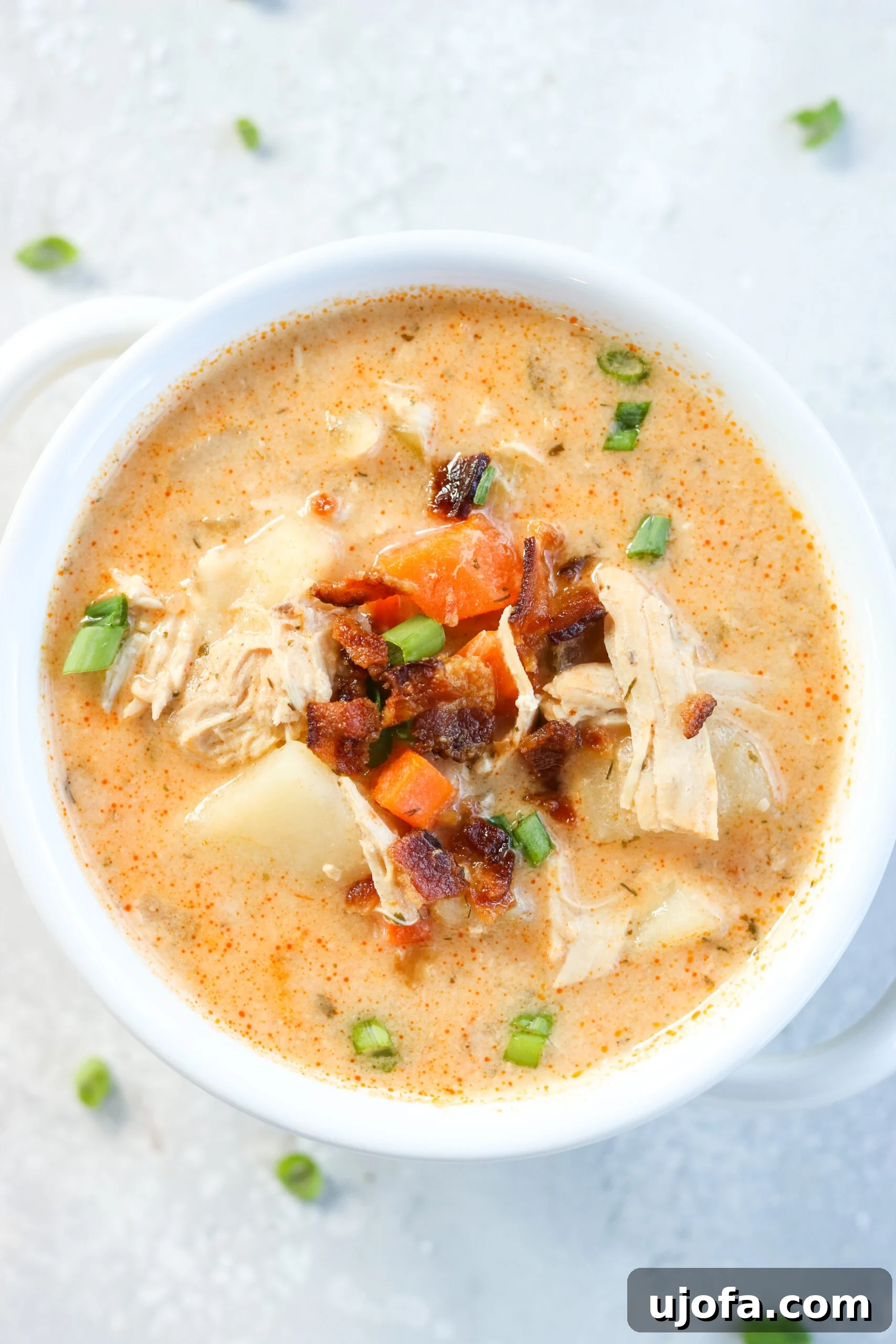 Bold Buffalo Chicken Chowder 6 A large pot of Buffalo Ranch Chicken Chowder ready to be served