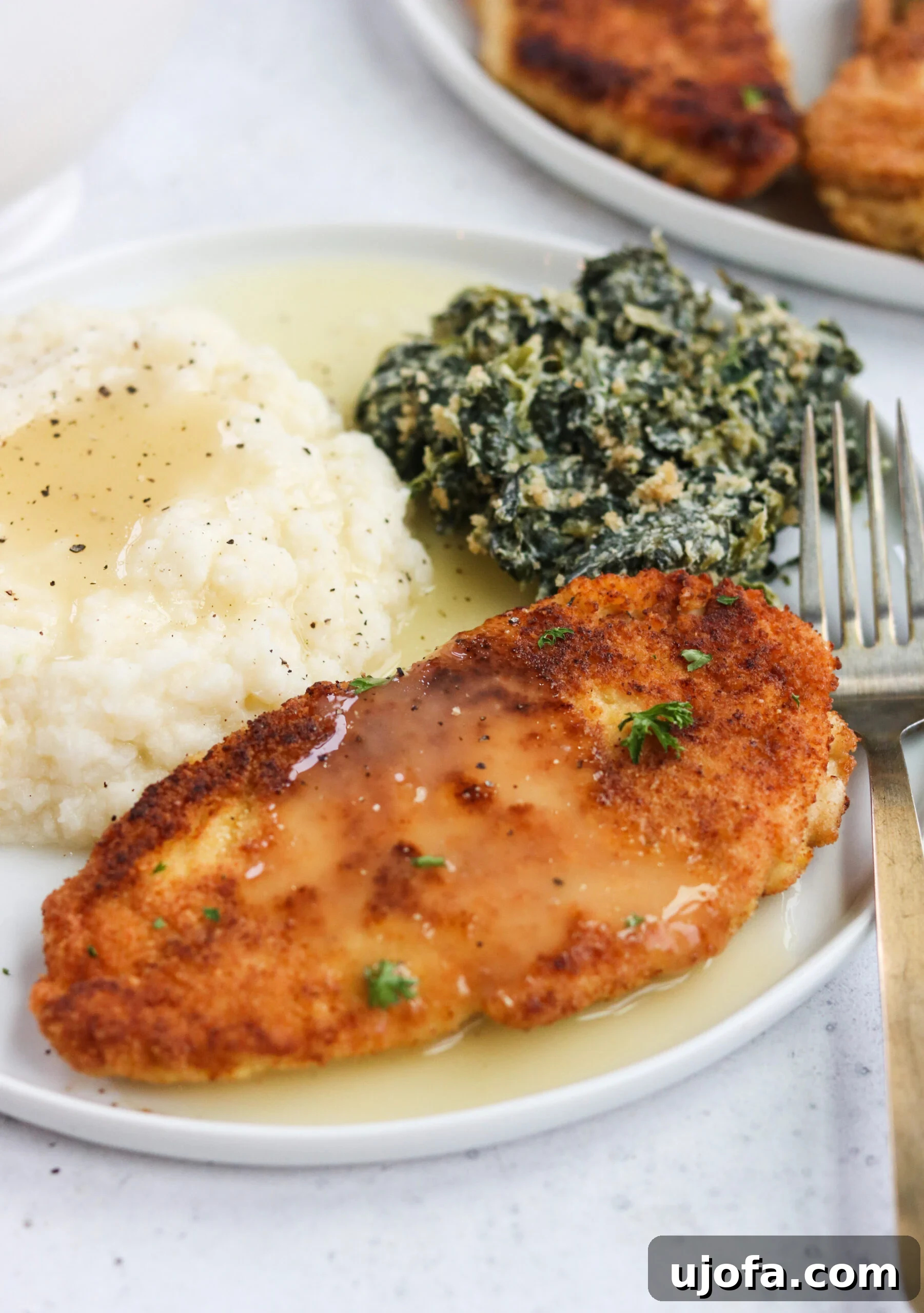 Whole30 Crispy Chicken Cutlets 4 Plated Whole30 Fried Chicken Cutlets with sides