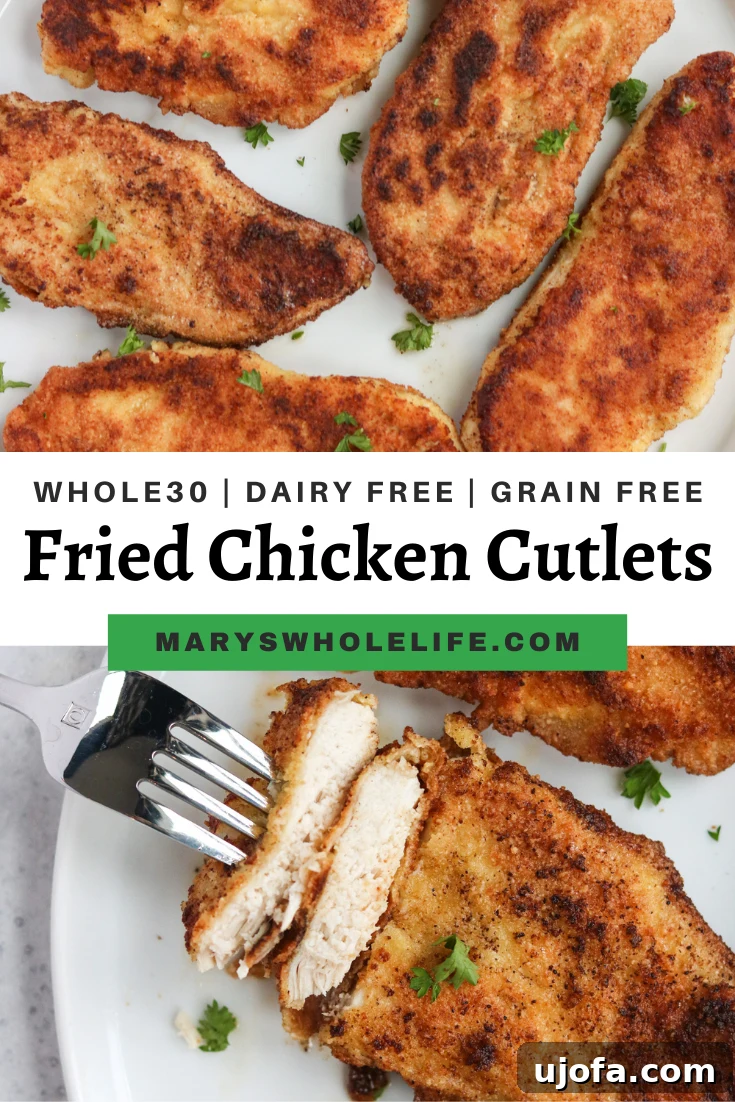 Whole30 Crispy Chicken Cutlets 6 Final plated Whole30 Fried Chicken Cutlets