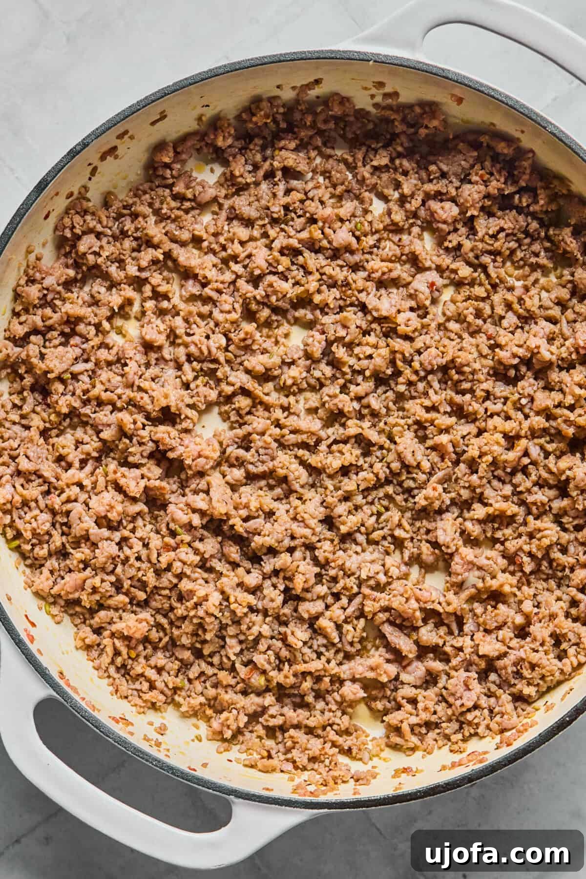 Your New Favorite Gluten Free and Dairy Free Stuffing 5 cooked sausage in a skillet