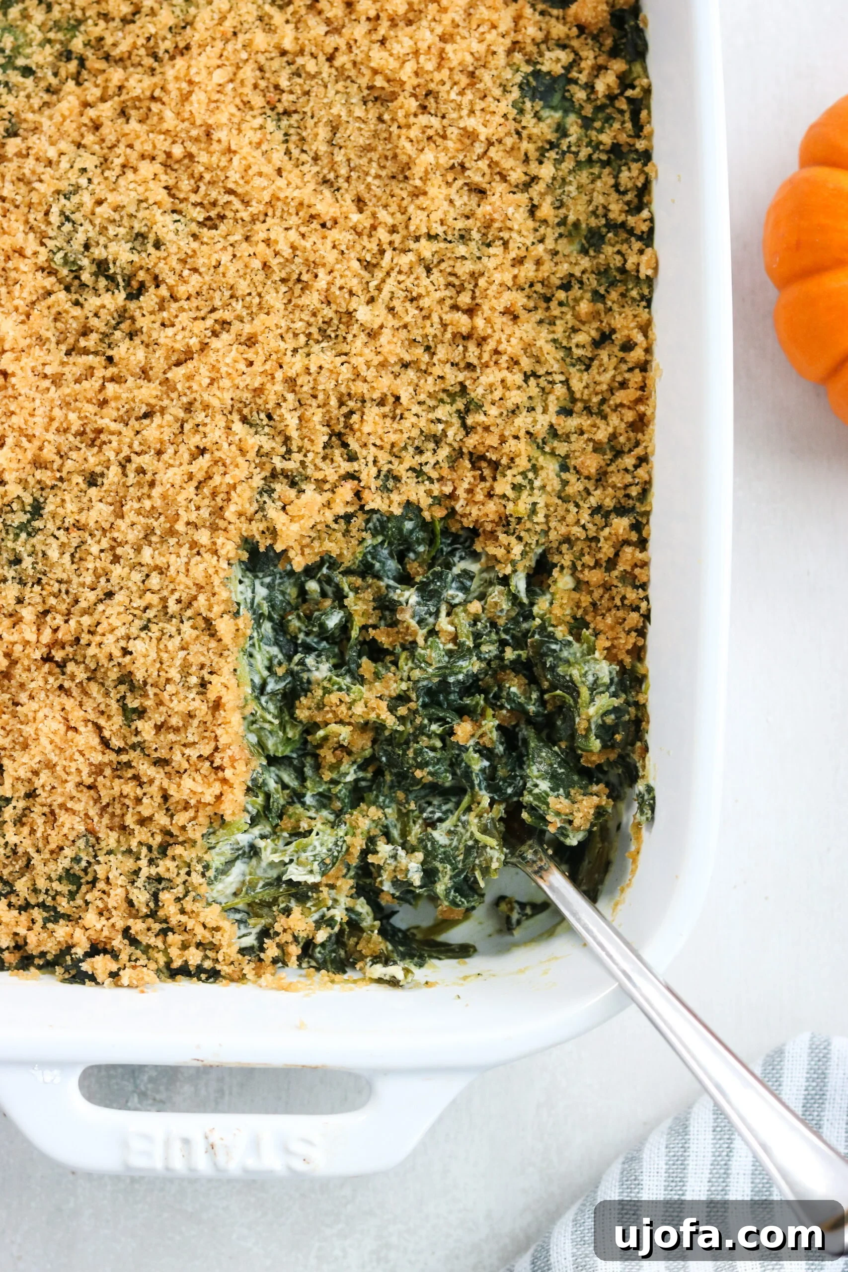 Dreamy Dairy-Free Paleo Spinach Bake 2 Paleo Creamy Spinach Casserole close-up