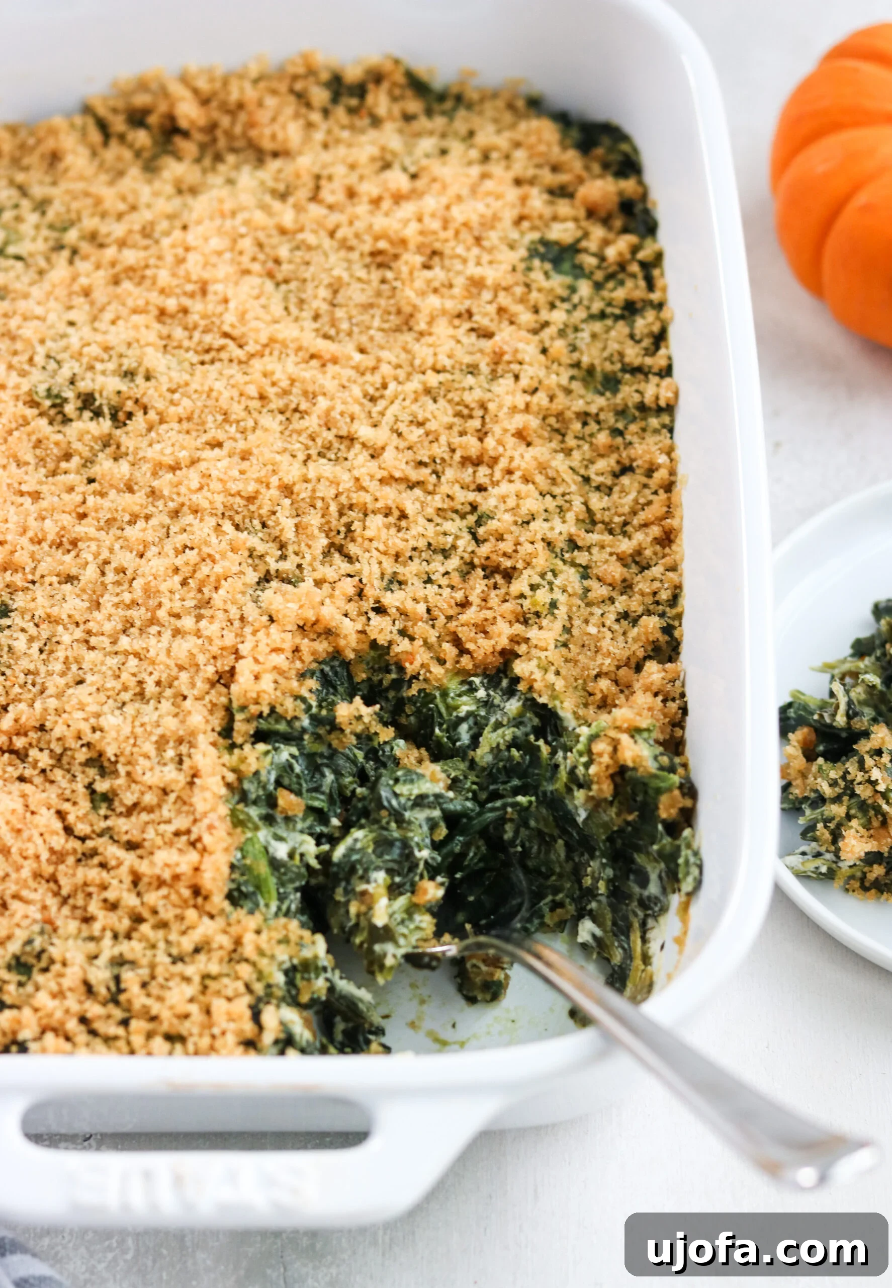 Dreamy Dairy-Free Paleo Spinach Bake 3 Paleo Spinach Casserole in a baking dish