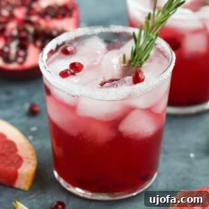 Vibrant Pomegranate Paloma cocktail garnished with fresh lime and pomegranate seeds
