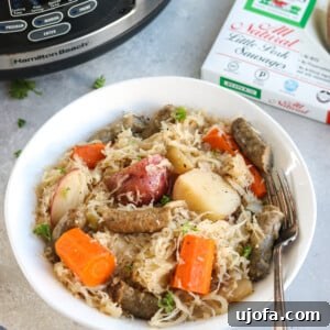 Slow Cooker Sausage, Sauerkraut, and Apples recipe thumbnail