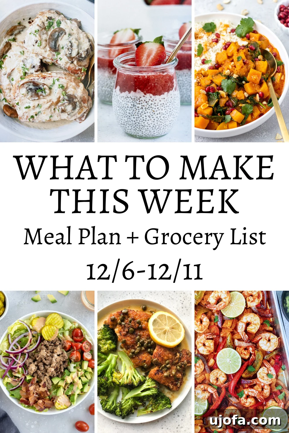 Weekly meal plan featuring healthy gluten-free and dairy-free recipes