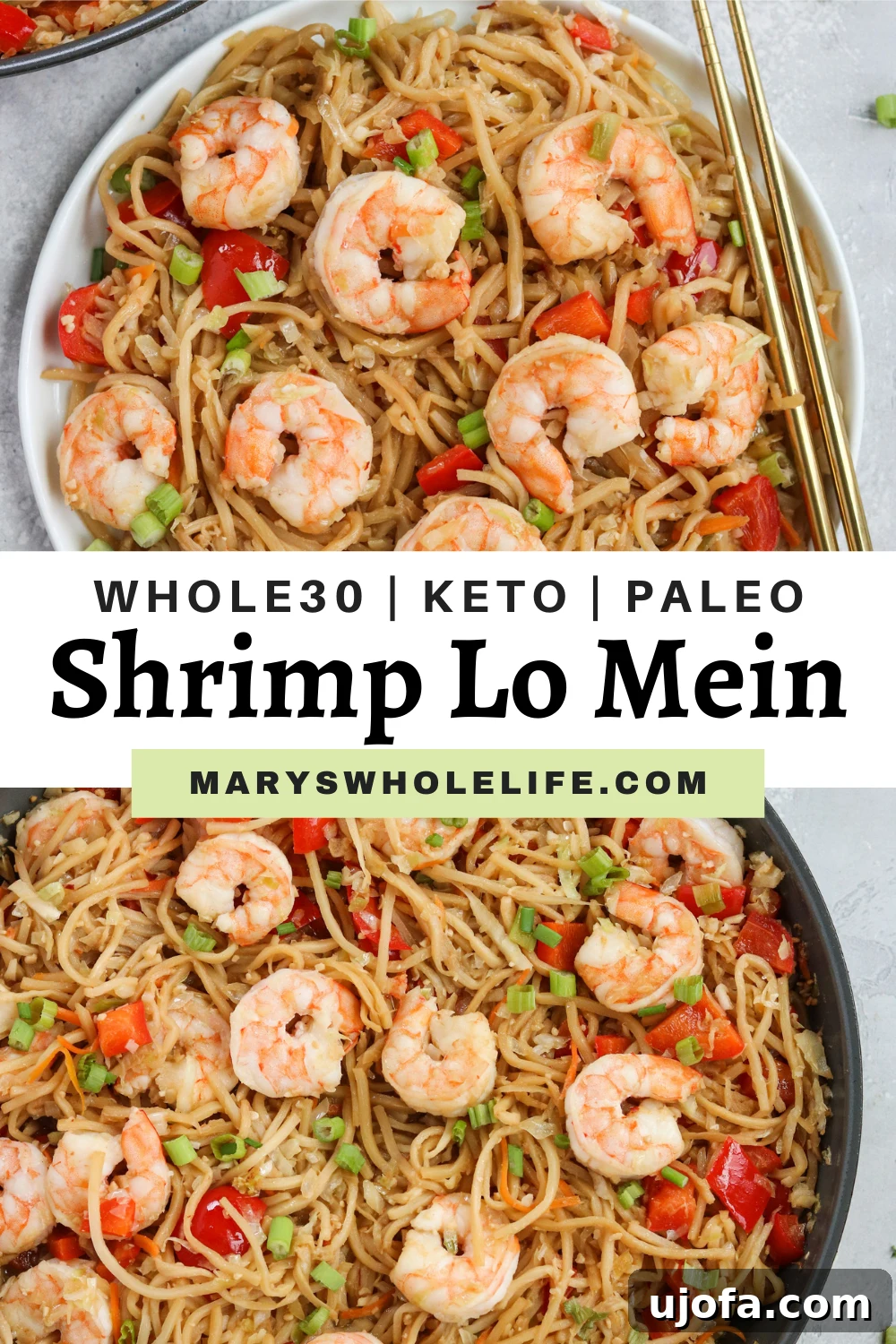 Whole30 Shrimp Lo Mein ready to be served