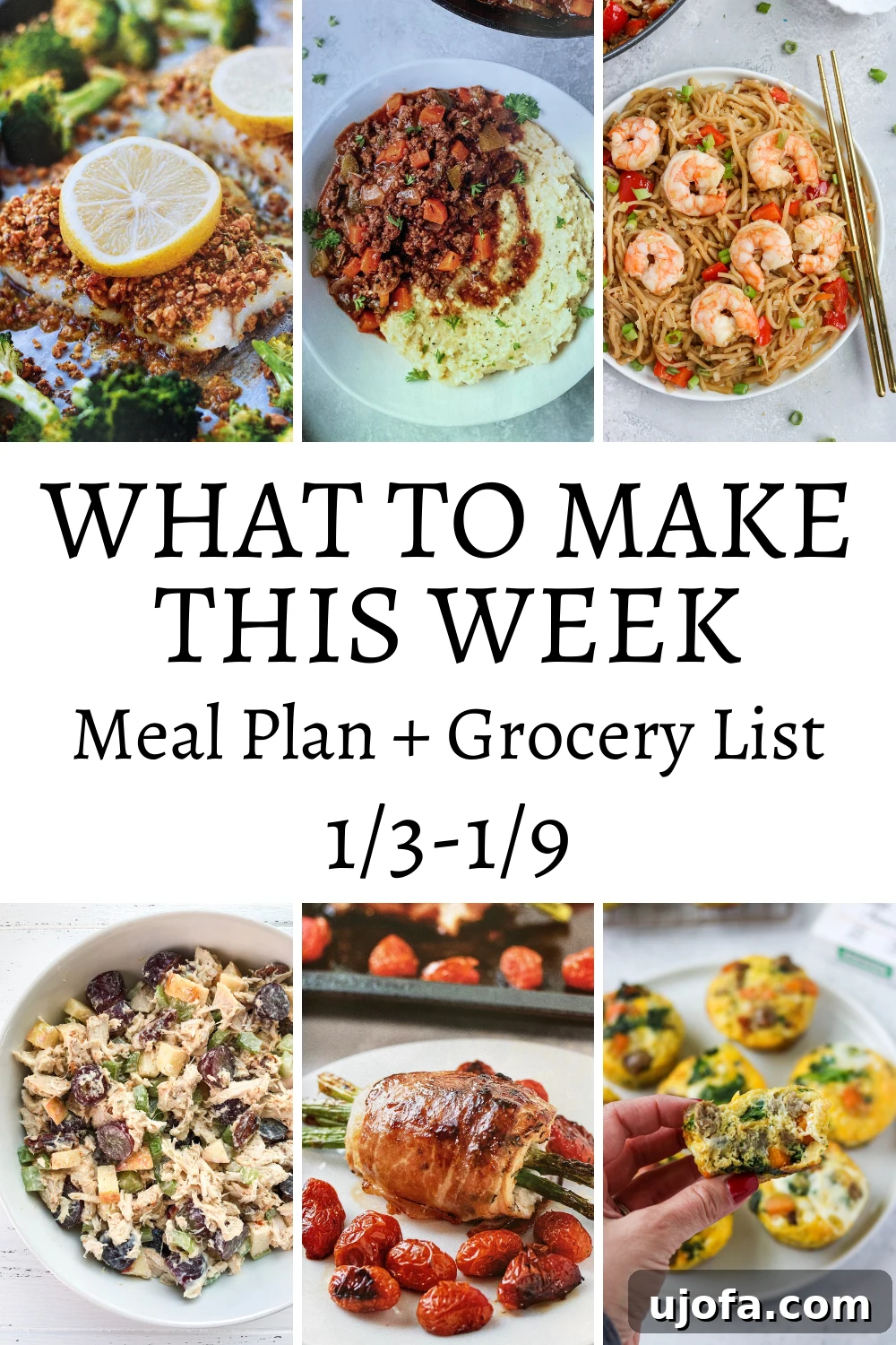Weekly Meal Ideas January 3 to 9 2 Quick Prep Paleo Cookbook and Whole30 Meal Plan Visual with Healthy Food
