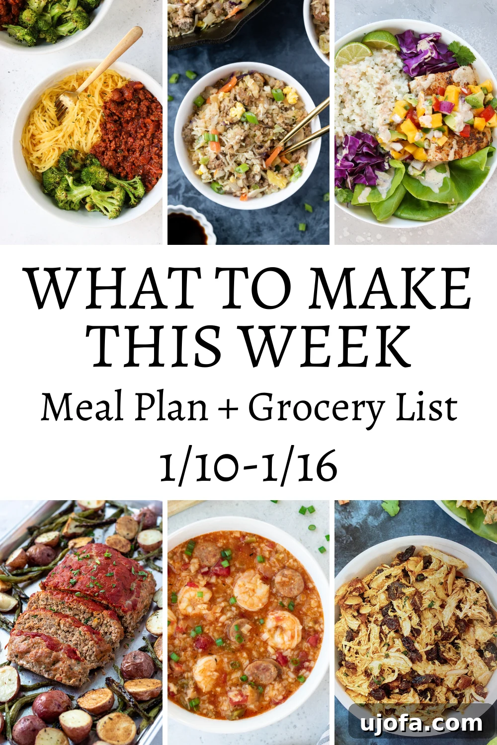 A vibrant table spread featuring a variety of Whole30 compliant dishes like frittata, chicken salad, meatloaf, and colorful vegetables, illustrating a weekly meal plan.