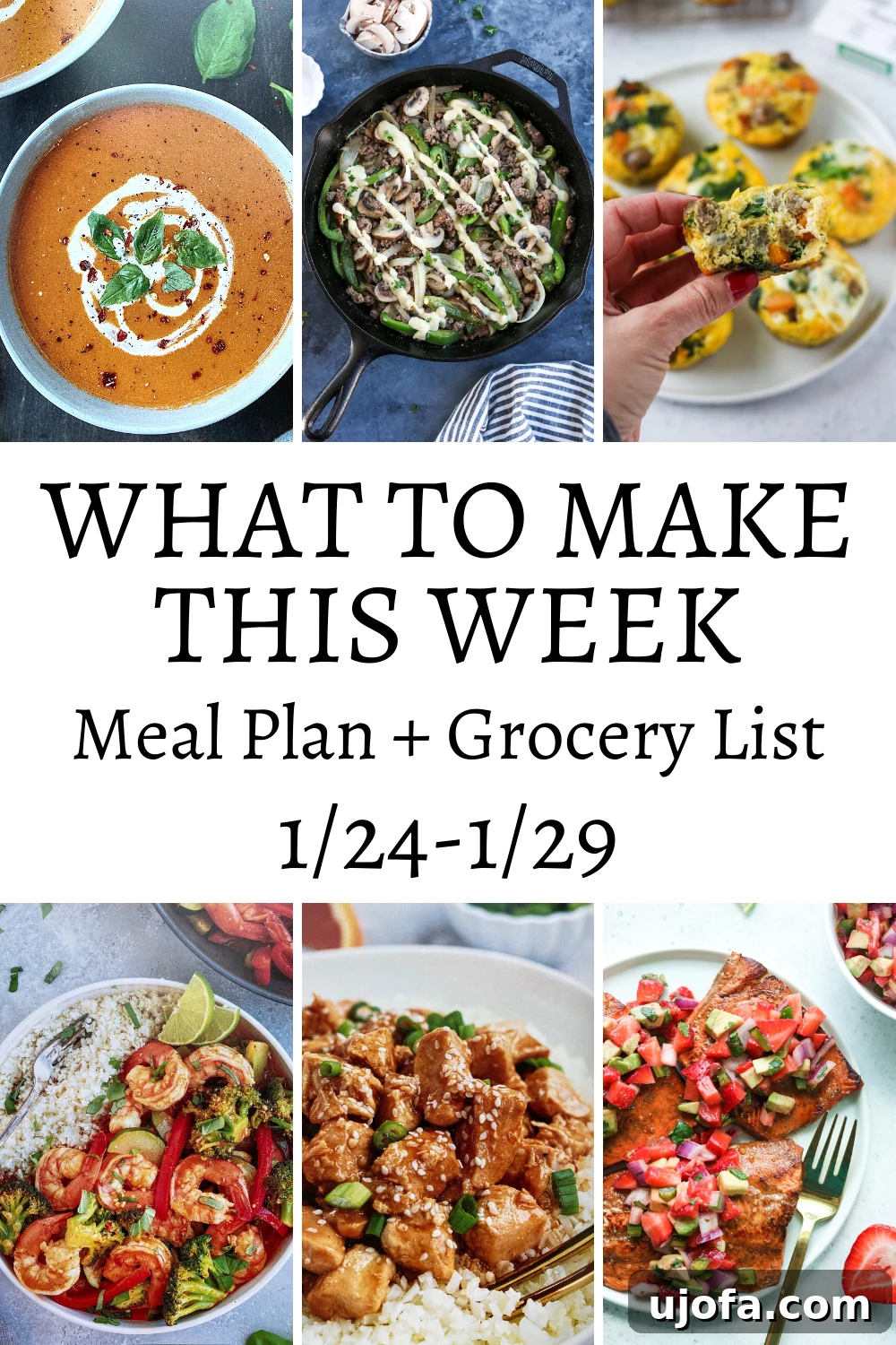 Your Weekly Cooking Companion: January 24-29 2 Delicious Whole30 Meal Plan featuring Sausage Egg Cups, Salmon, and Sheet Pan Dinners