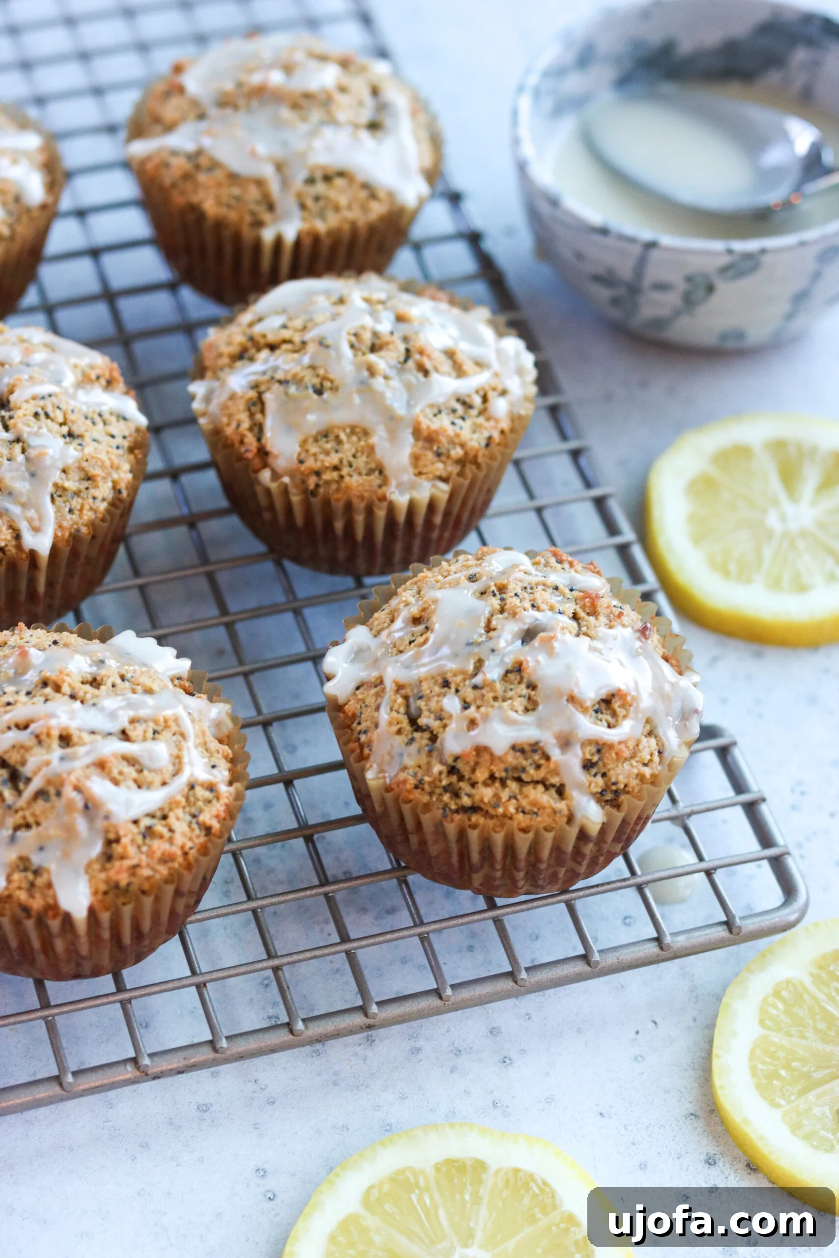 Paleo Lemon Poppyseed Muffins on a tray