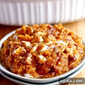 Luscious Gluten-Free Sweet Potato Bake 3 gluten-free sweet potato casserole on a white plate