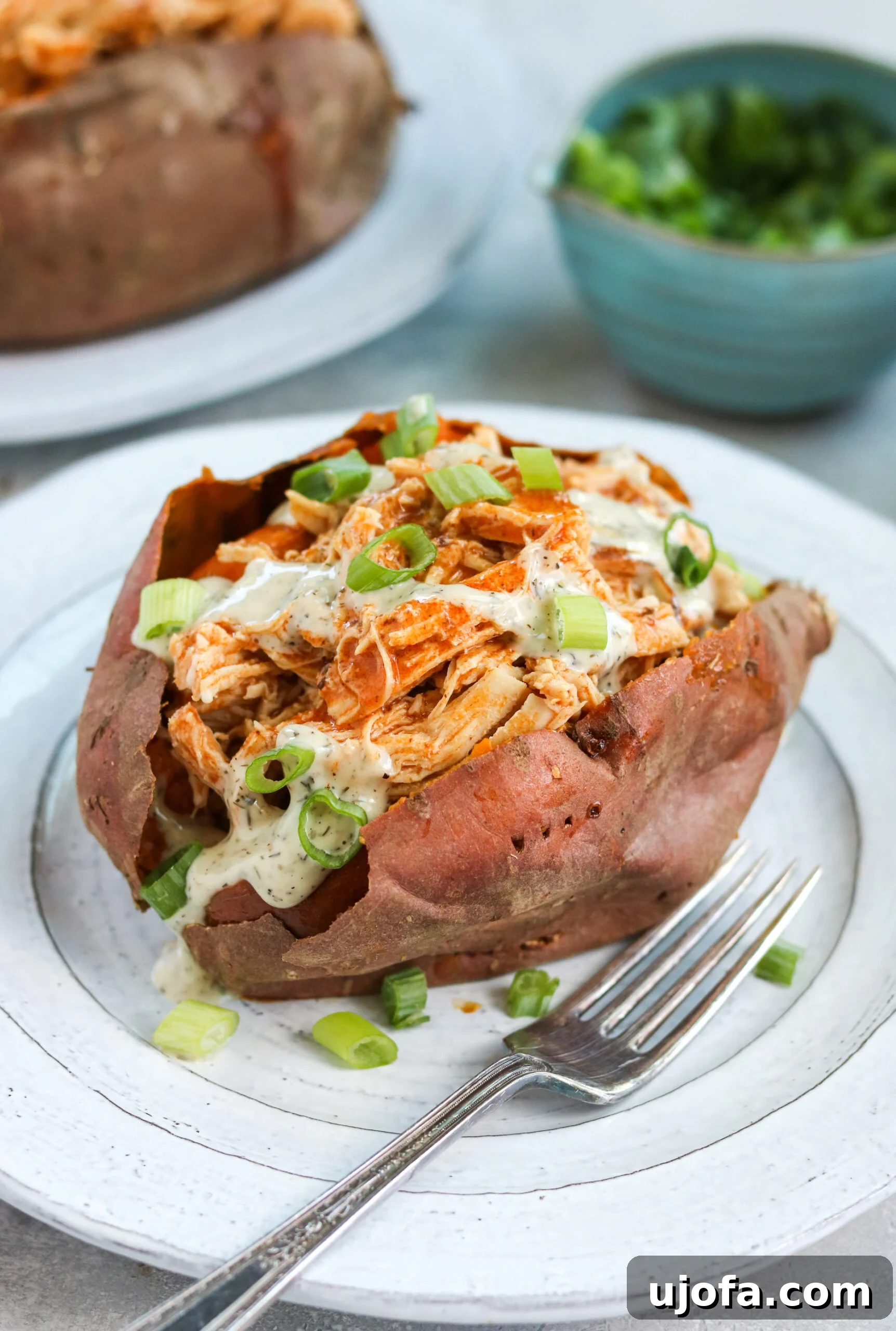 Buffalo Chicken Stuffed Sweet Potatoes Recipe