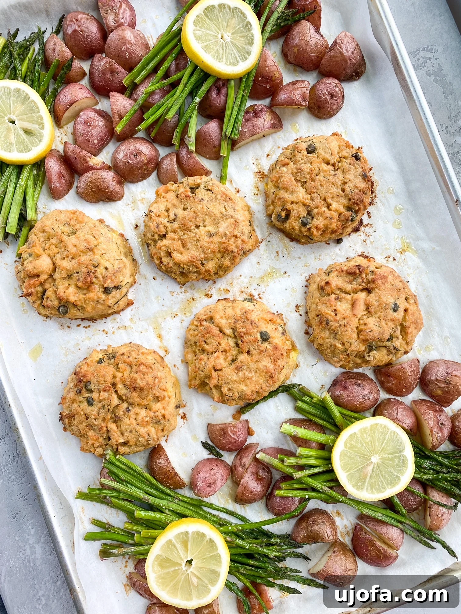 Lemon Caper Salmon Cakes in a Sheet Pan Lemon Caper Salmon Cakes in a Sheet Pan