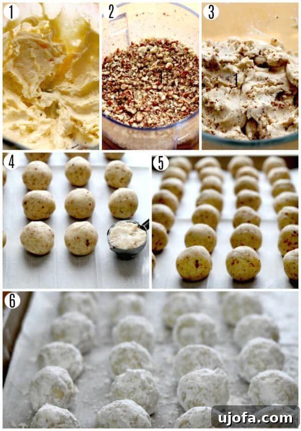 gluten-free snowball cookies recipe steps 1-6