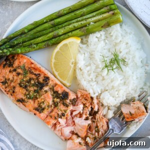 Garlic Herb Roasted Salmon, a quick and healthy dinner idea.