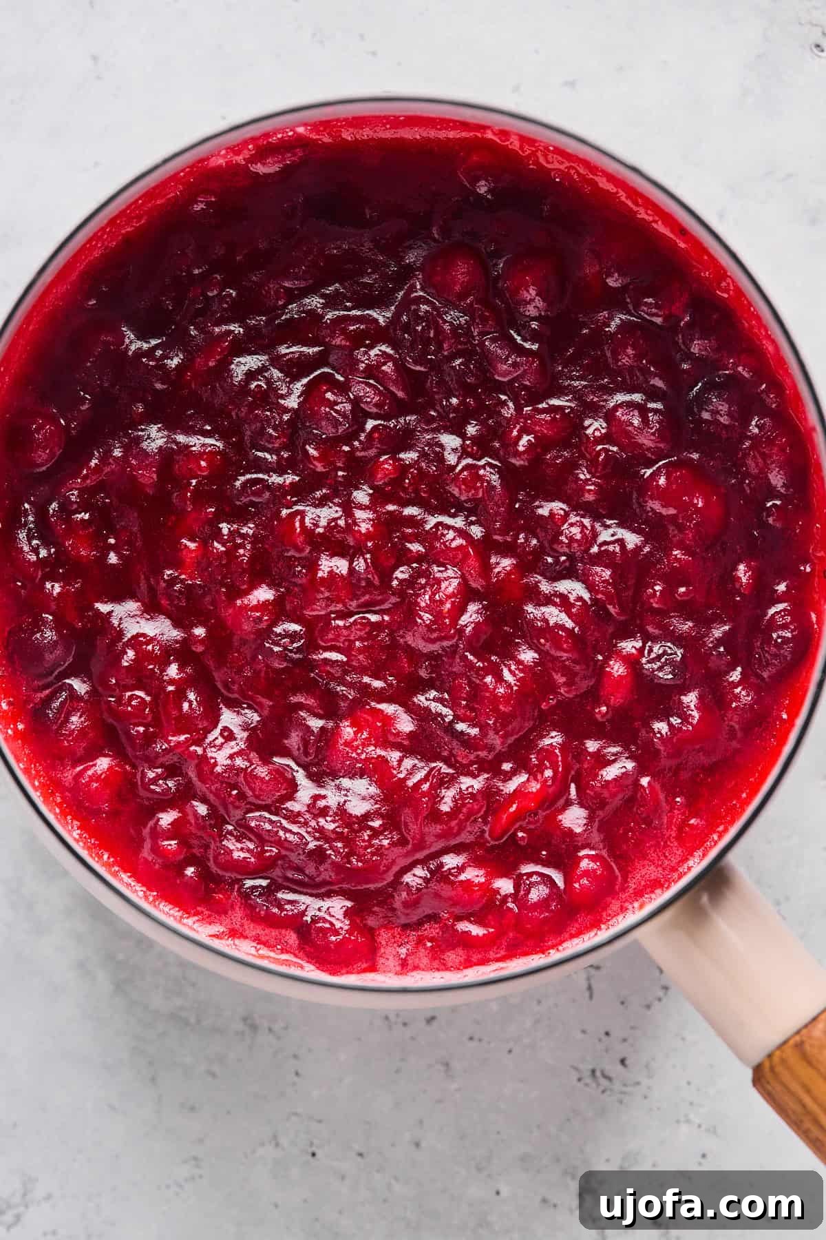 cranberry sauce in a saucepan