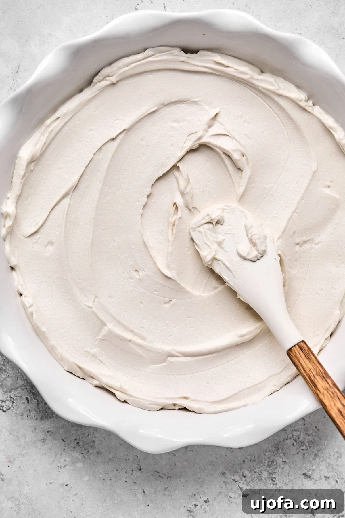 Effortless Dairy Free Cranberry Jalapeno Dip 8 dairy free cream cheese spread into a pie plate