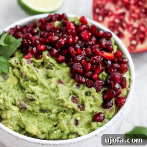 Vibrant Pomegranate Guacamole 6 Finished Easy Pomegranate Guacamole in a bowl