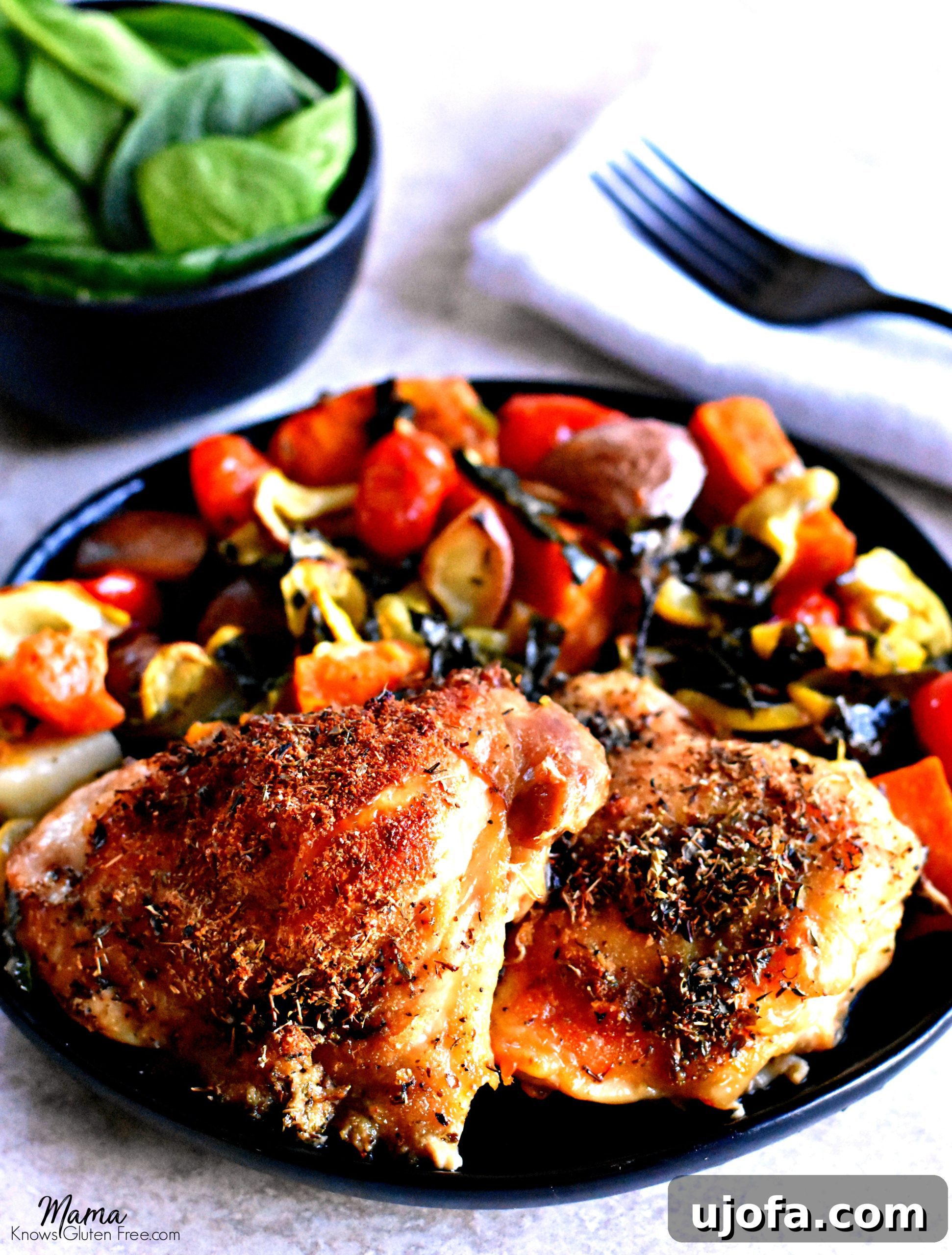 Perfectly Crispy Tender Baked Chicken Thighs 2 Crispy and Tender Baked Chicken Thighs with herbs