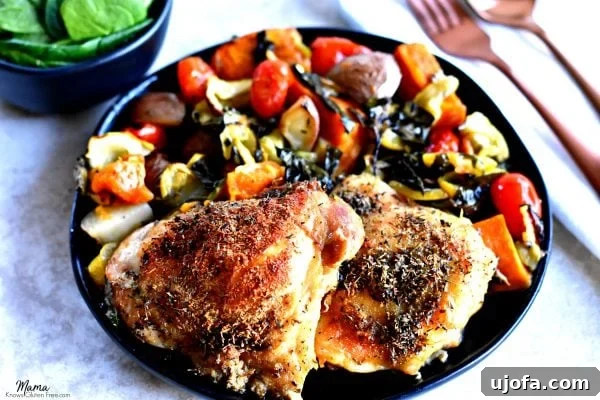 Perfectly Crispy Tender Baked Chicken Thighs 3 Close-up of crispy baked chicken thighs