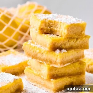 5 lemon bars stacked on top of each other