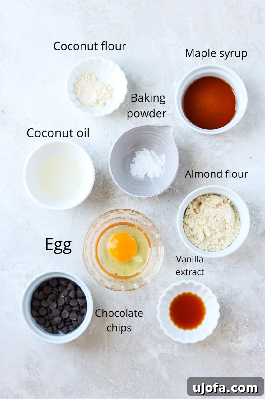 recipe ingredients in small bowls and labeled