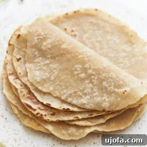 Gluten-free tortillas folded on a white plate