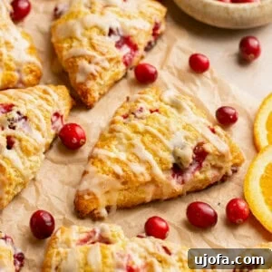 gluten free scones with orange and cranberry on a piece of parchment paper