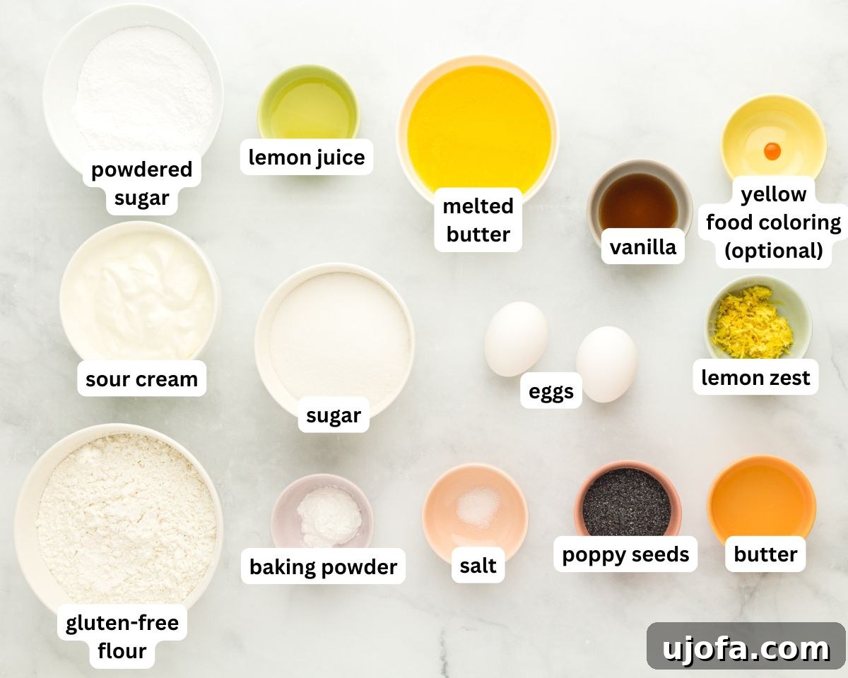 Gluten-free lemon poppy seed muffins ingredients