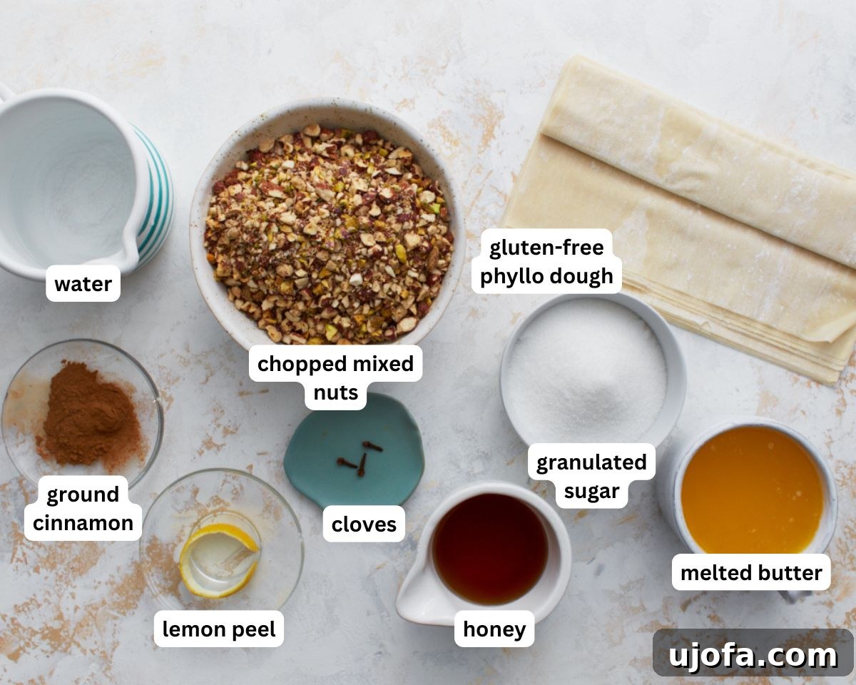 Gluten-Free Baklava ingredients